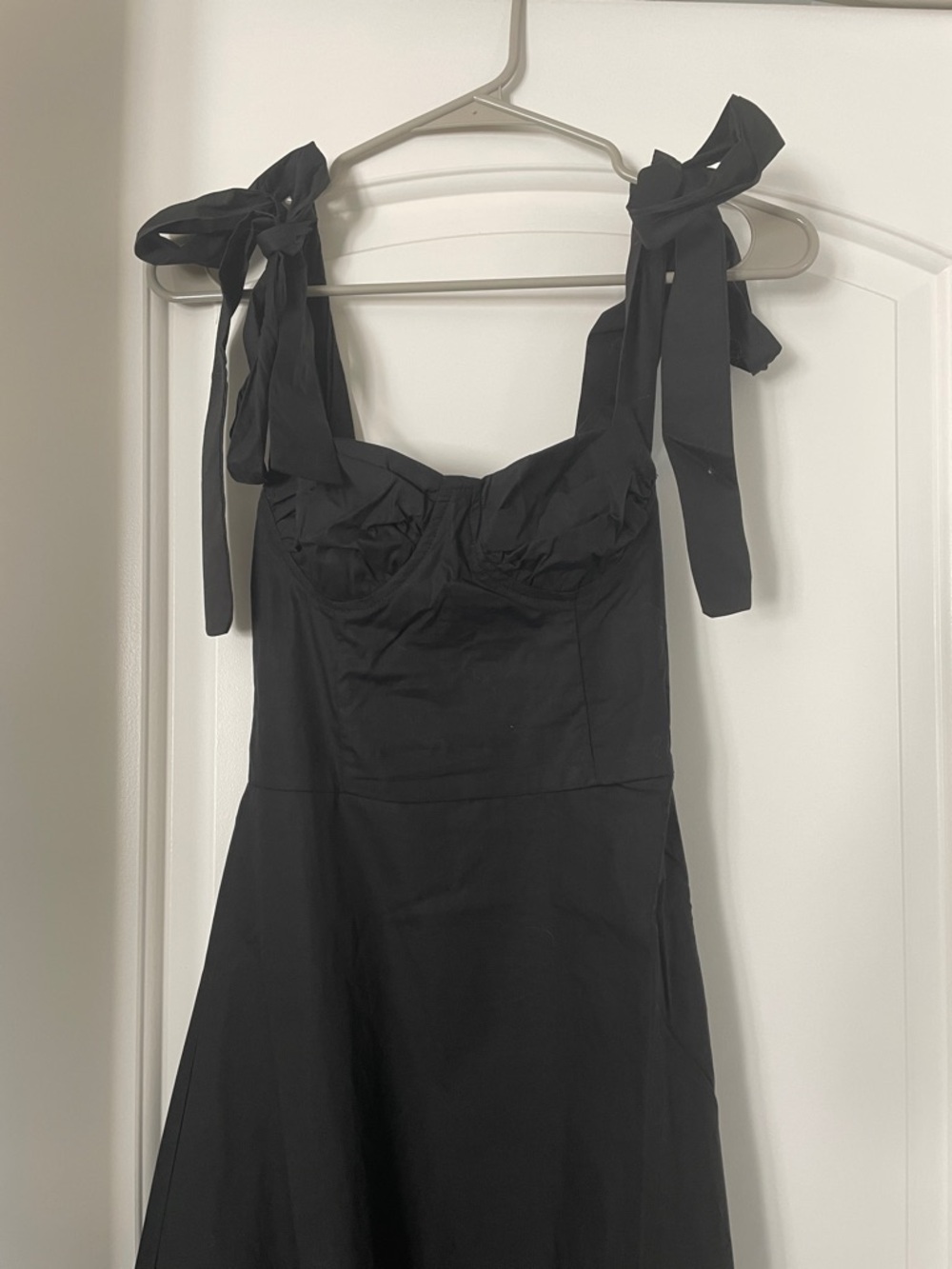 Tie-Shoulder Black Midi Dress - Picture 3 of 5